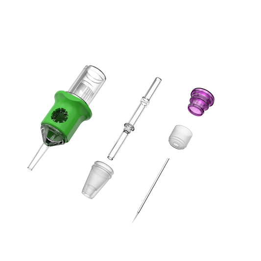 SP4 PMU cartridge needle structure showing silicone grip, needle module and cartridge components