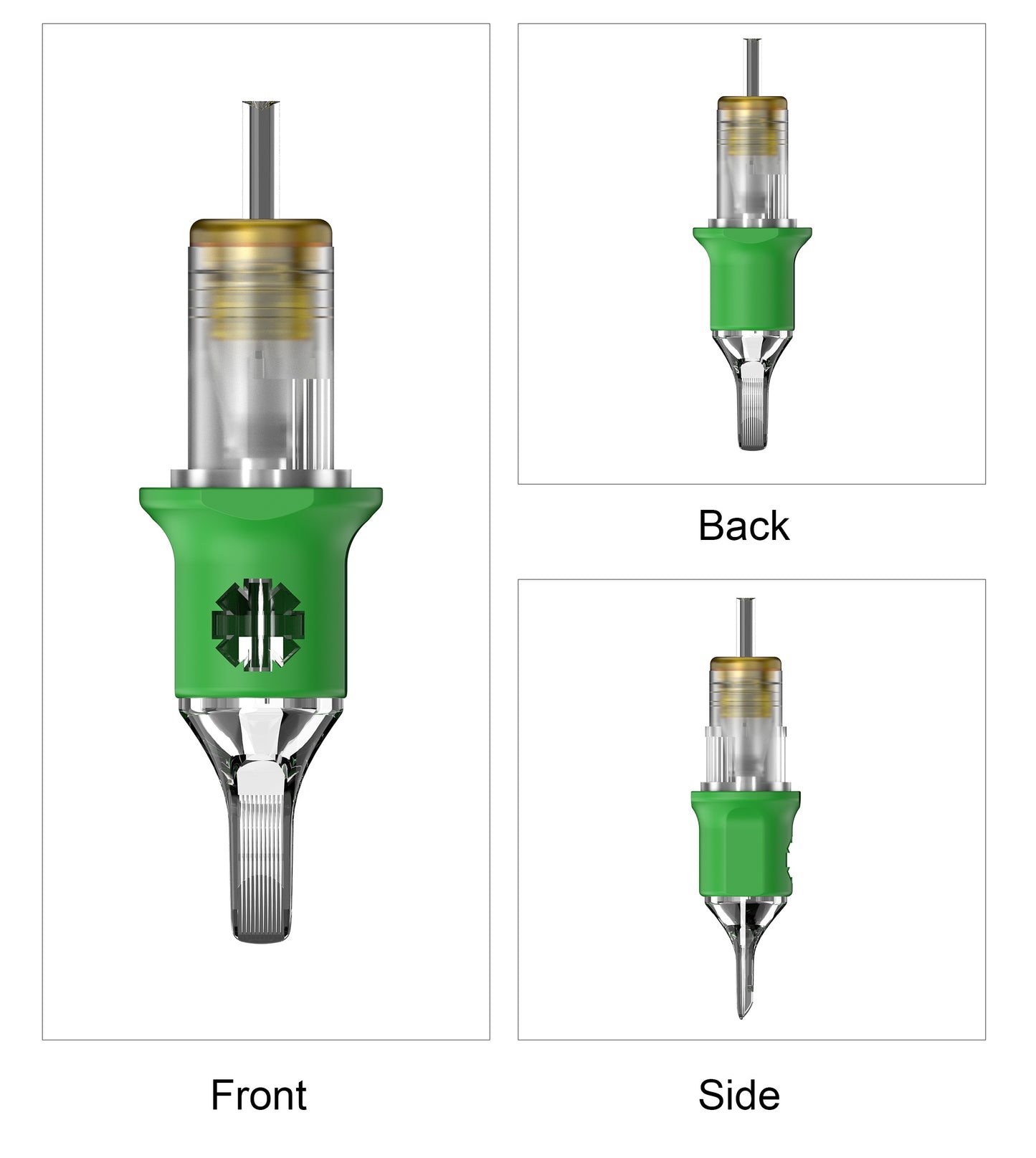 SP4 soft grip tattoo cartridge needle front side and rear view design