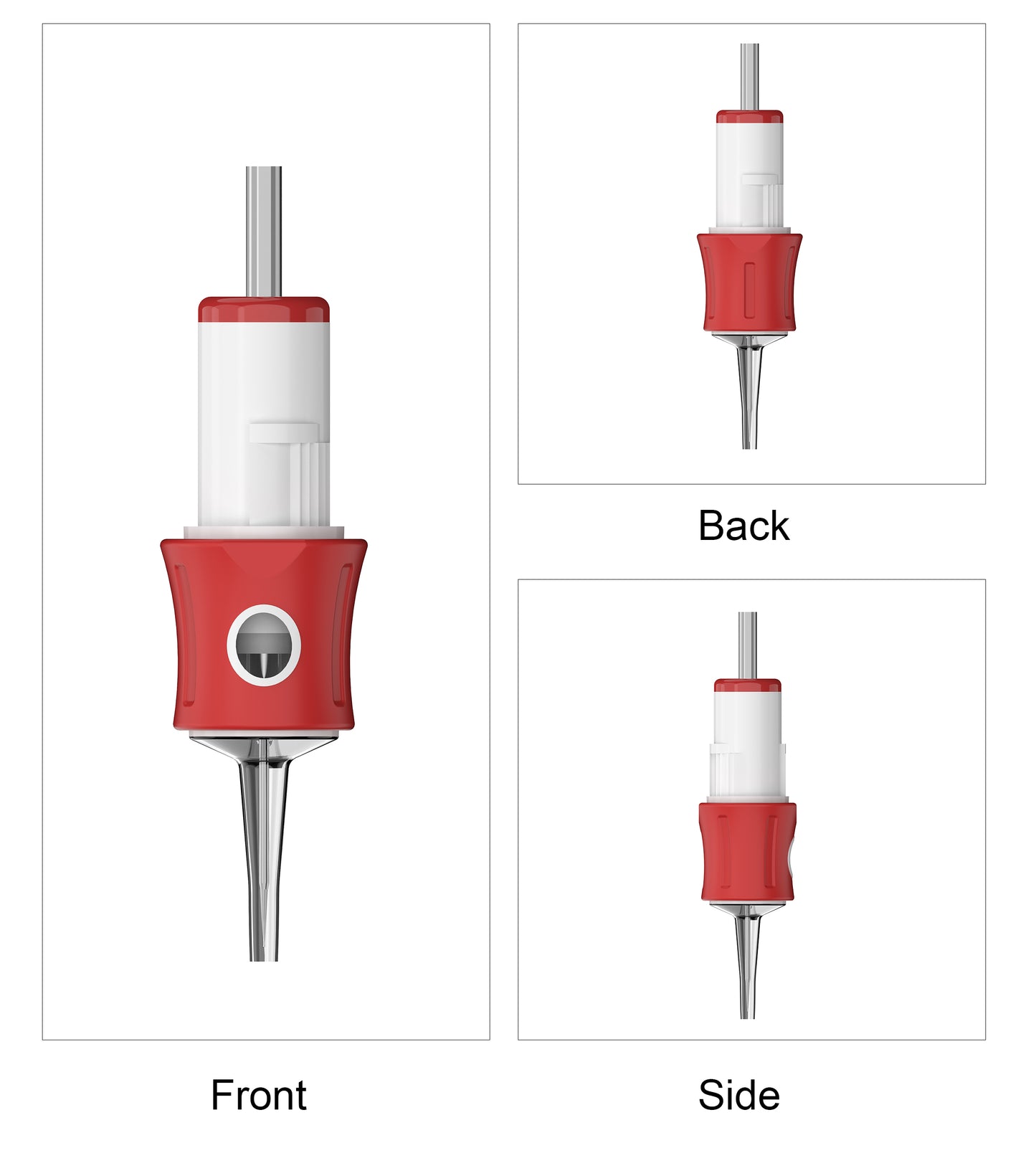 CM06-1 PMU Cartridge Needle front, side and rear views