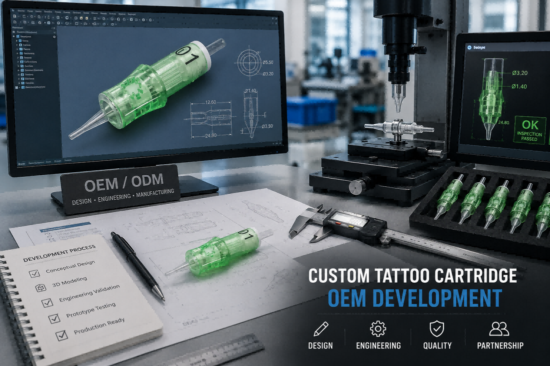 Custom tattoo cartridge OEM development and engineering case stud