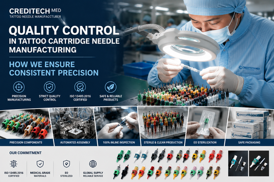 CREDITECH MED tattoo cartridge needle quality control and manufacturing inspection process