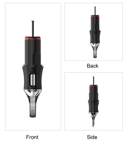 CM6 Standard & Fine Line Tattoo Cartridge Needle front, side and rear views
