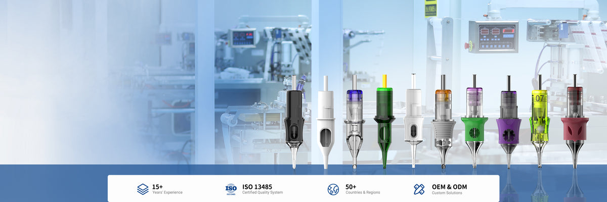 Professional tattoo cartridge needle manufacturer CREDITECH MED factory producing tattoo cartridge needles, PMU and SMP cartridges