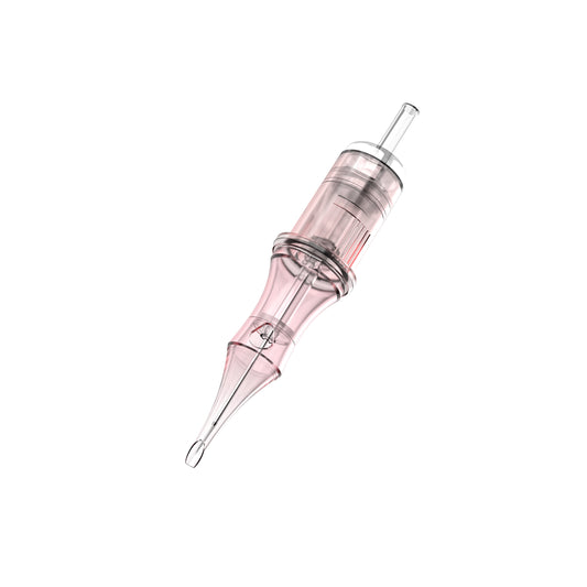 CM7 PMU cartridge needle with transparent pink housing for permanent makeup procedures