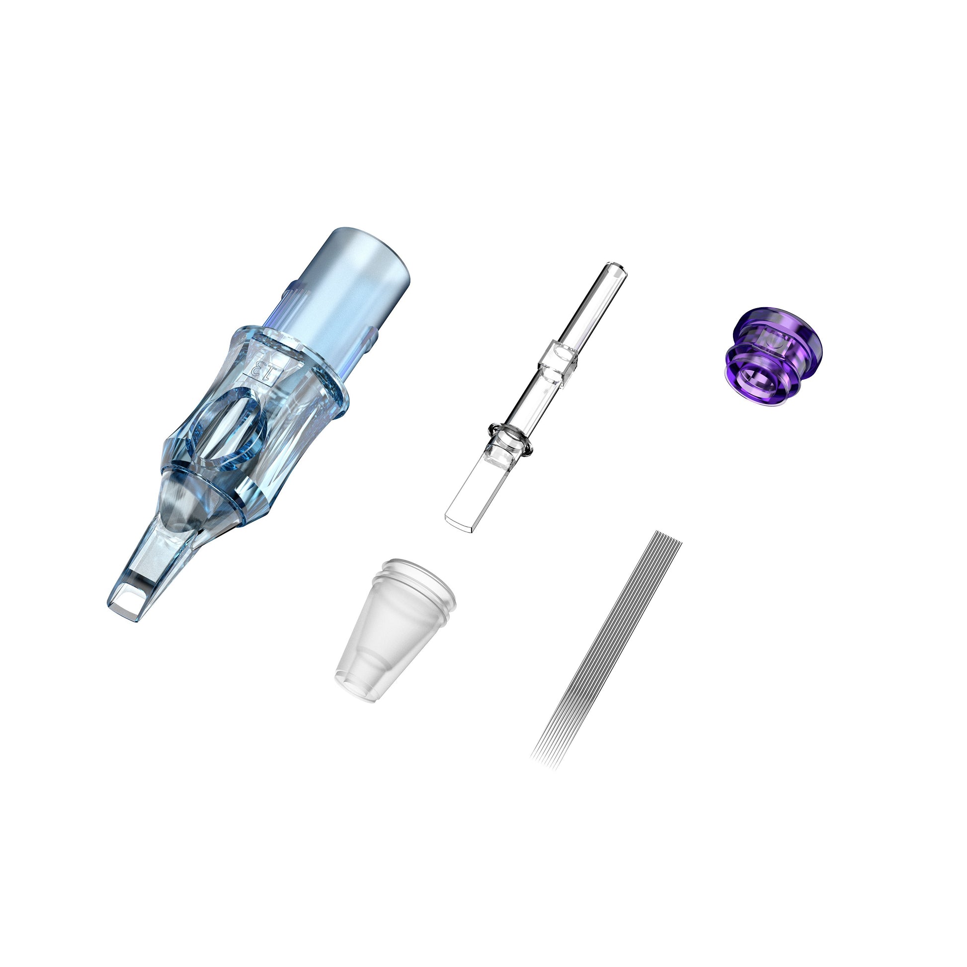 CM10 tattoo cartridge needle exploded view showing internal needle components magnum