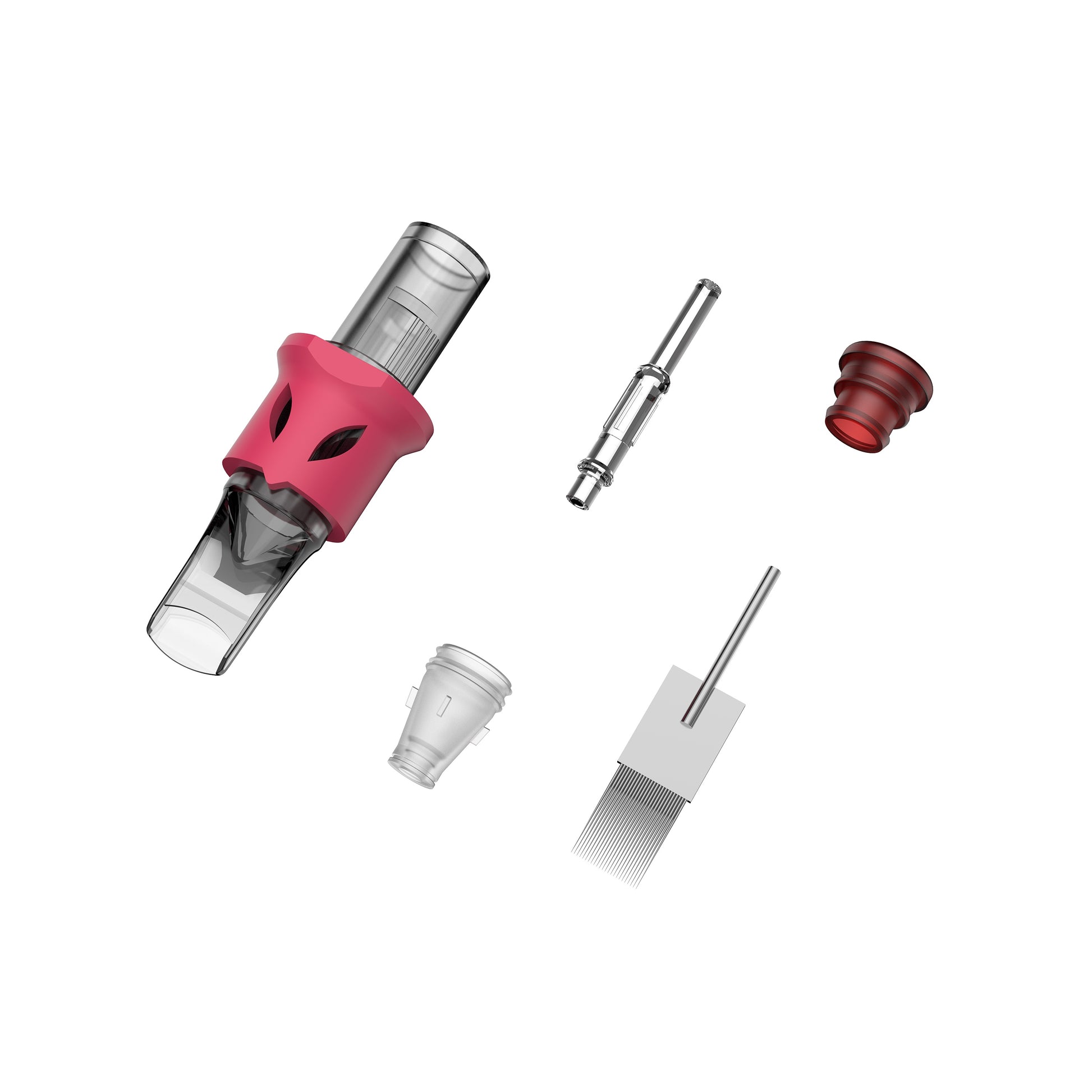 CM11-1 tattoo cartridge needle exploded view showing needle, housing and membrane components