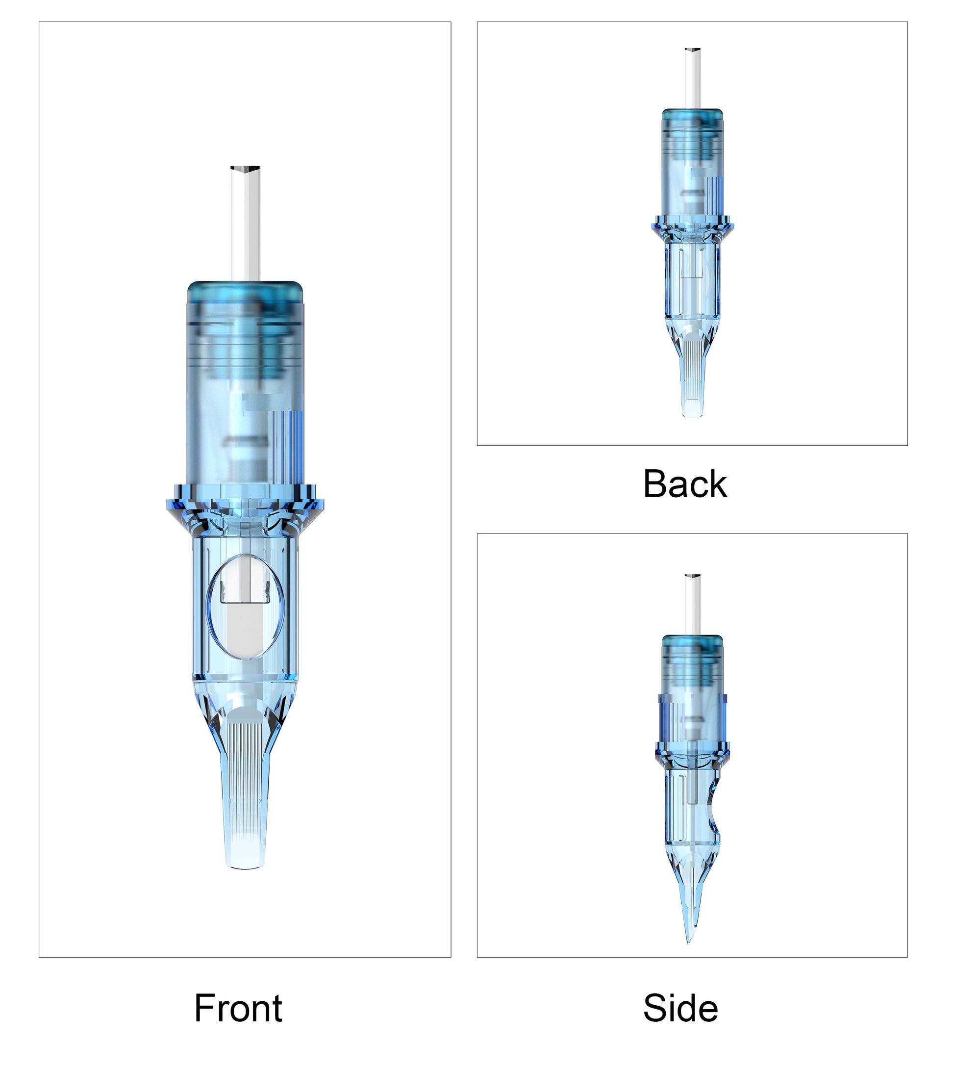 CM13 standard tattoo cartridge needle front side and rear view product design  magnum