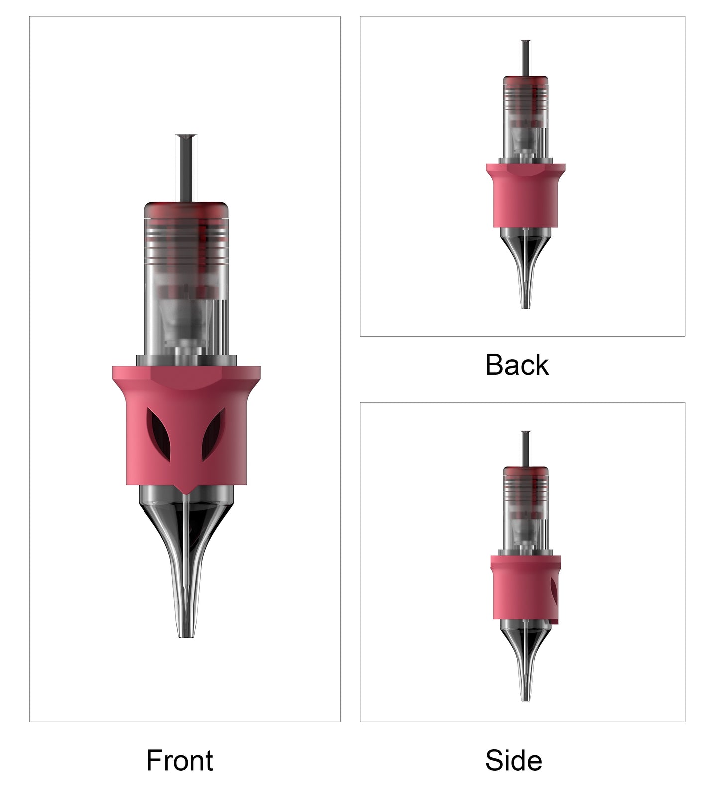 CM11-1 Fox Eye tattoo cartridge needle front side and back view round