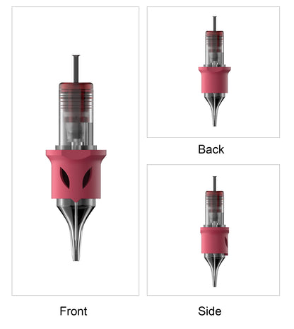 CM11-1 Fox Eye tattoo cartridge needle front side and back view round