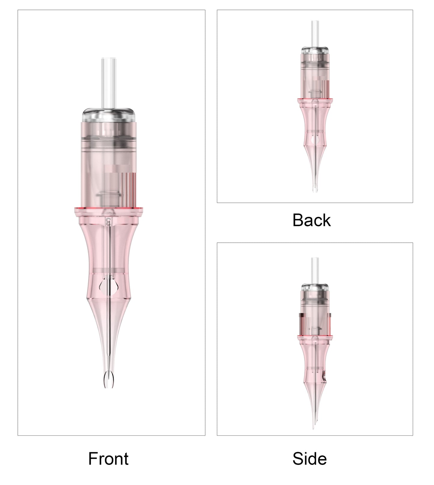 CM7 PMU cartridge needle front side and back view for eyebrow and lip tattoo applications