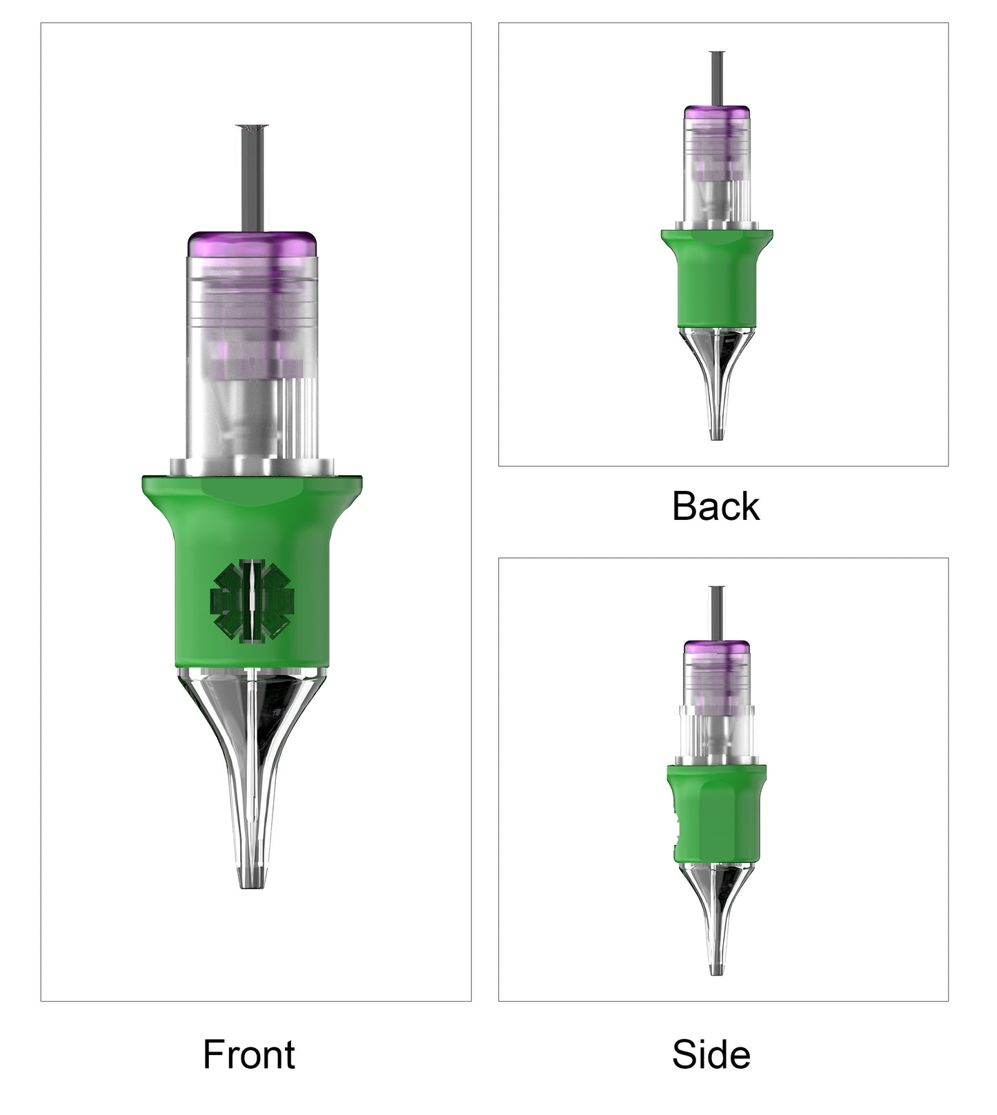 SP4 soft grip tattoo cartridge needle front side and rear view design