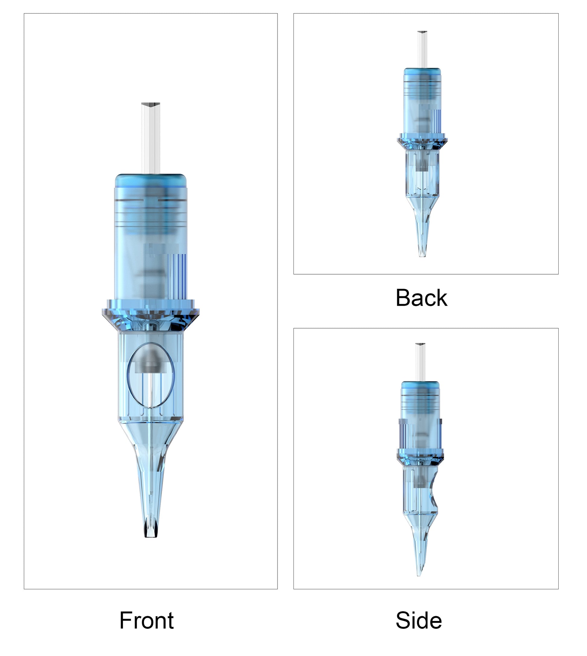 CM13 standard tattoo cartridge needle front side and rear view product design round