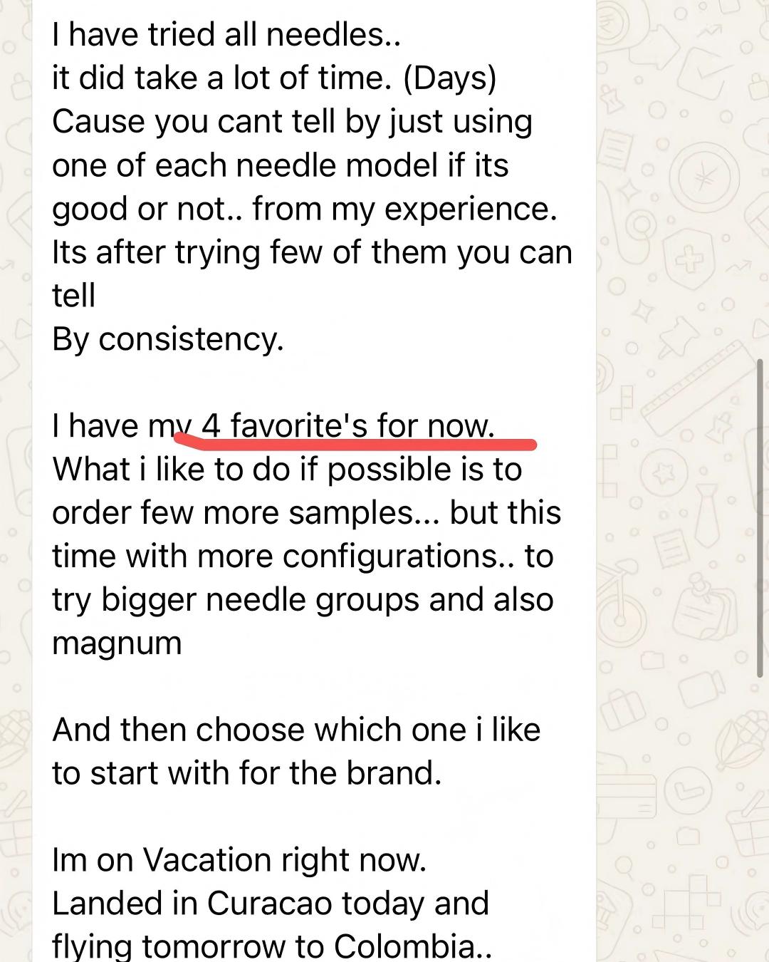 Professional tattoo artist feedback after testing multiple tattoo cartridge needle models for consistency and performance