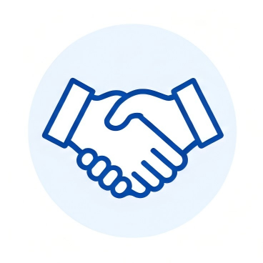 Trust and long-term partnership icon representing CREDITECH MED's commitment to reliable tattoo cartridge manufacturing